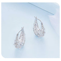 'Fancy Vines' CZ and Sterling Silver Hoop Earrings - Sterling Silver Earrings - Allora Jade
