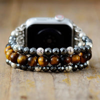 Tiger's Eye and Hematite Stretchy Apple Watch Band - Apple Watch Bands - Allora Jade