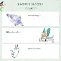 'Kingfisher' Sterling Silver and CZ Ring - Sterling Silver Rings - Allora Jade