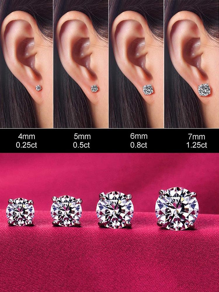 'Round CZ' Cubic Zirconia & Sterling Silver Stud Earrings - Sterling Silver Earrings - Allora Jade