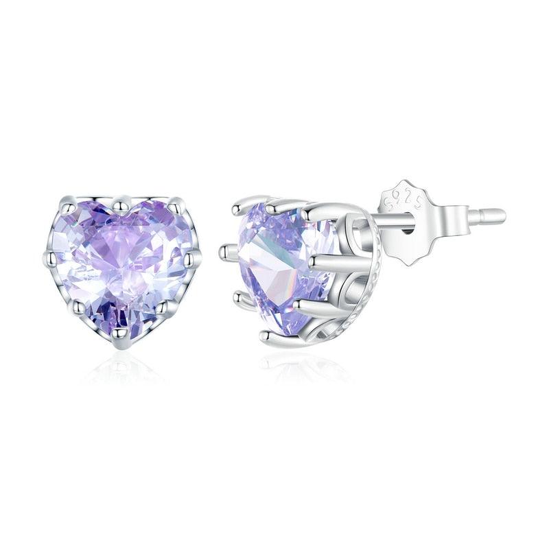 'Birthstone Hearts' CZ and Sterling Silver Stud Earrings - Sterling Silver Earrings - Allora Jade