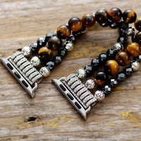 Tiger's Eye and Hematite Stretchy Apple Watch Band - Apple Watch Bands - Allora Jade