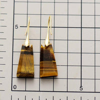Tiger's Eye Ascend Earrings – brown gemstone earrings on measurement chart showing approximate 4.5 cm length | ALLORA JADE