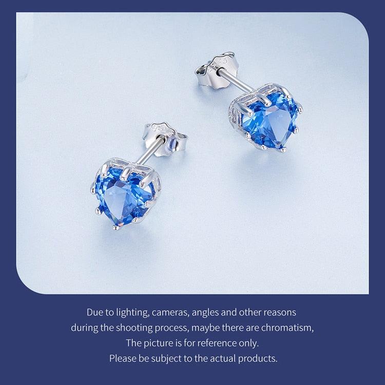 'Birthstone Hearts' CZ and Sterling Silver Stud Earrings - Sterling Silver Earrings - Allora Jade