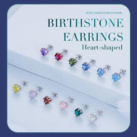 'Birthstone Hearts' CZ and Sterling Silver Stud Earrings - Sterling Silver Earrings - Allora Jade