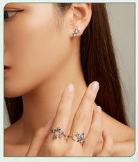 'Blue Bird' Sterling Silver and CZ Jewellery Set - Sterling Silver Jewellery Sets - Allora Jade