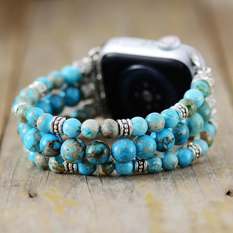 Sky Blue Jasper Stretchy Apple Watch Band - Apple Watch Bands - Allora Jade