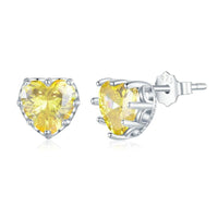 'Birthstone Hearts' CZ and Sterling Silver Stud Earrings - Sterling Silver Earrings - Allora Jade