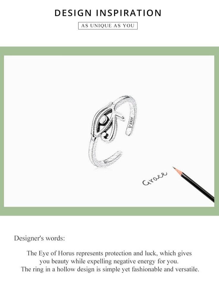 'Eye of Horus' Sterling Silver Ring - Sterling Silver Rings - Allora Jade