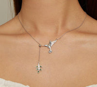 'Hummingbird' Pendant Necklace CZ and Sterling Silver - Sterling Silver Necklaces - Allora Jade