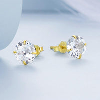 'Round CZ' Cubic Zirconia & Sterling Silver Stud Earrings - Sterling Silver Earrings - Allora Jade