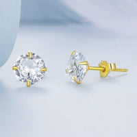 'Round CZ' Cubic Zirconia & Sterling Silver Stud Earrings - Sterling Silver Earrings - Allora Jade