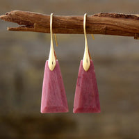 Rhodonite Ascend Earrings – handcrafted pink crystal earrings with gold hooks for everyday or elegant wear | ALLORA JADE