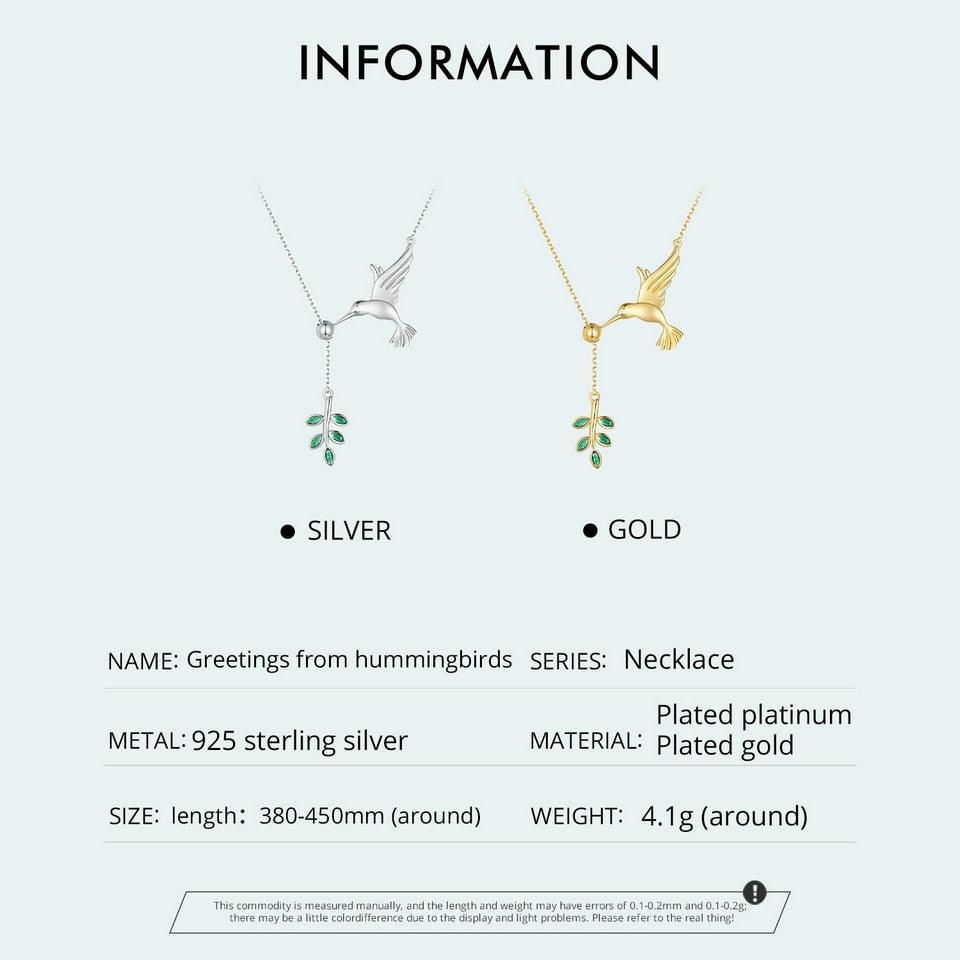 'Hummingbird' Pendant Necklace CZ and Sterling Silver - Sterling Silver Necklaces - Allora Jade