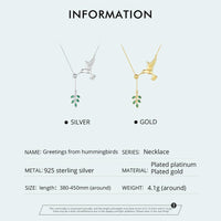 'Hummingbird' Pendant Necklace CZ and Sterling Silver - Sterling Silver Necklaces - Allora Jade