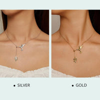 'Hummingbird' Pendant Necklace CZ and Sterling Silver - Sterling Silver Necklaces - Allora Jade