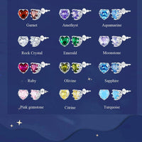 'Birthstone Hearts' CZ and Sterling Silver Stud Earrings - Sterling Silver Earrings - Allora Jade