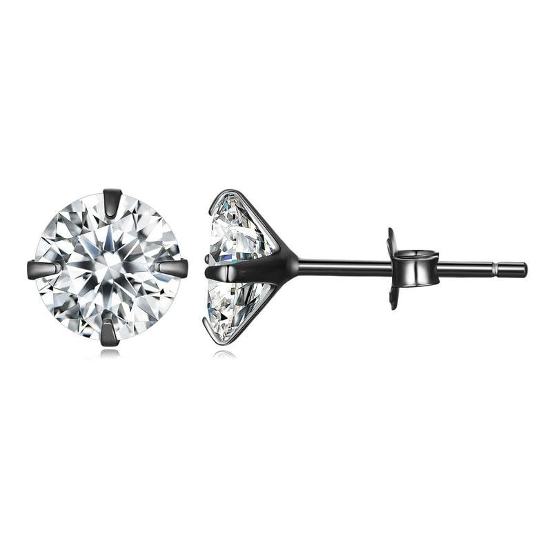 'Round CZ' Cubic Zirconia & Sterling Silver Stud Earrings - Sterling Silver Earrings - Allora Jade