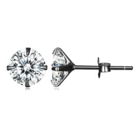 'Round CZ' Cubic Zirconia & Sterling Silver Stud Earrings - Sterling Silver Earrings - Allora Jade