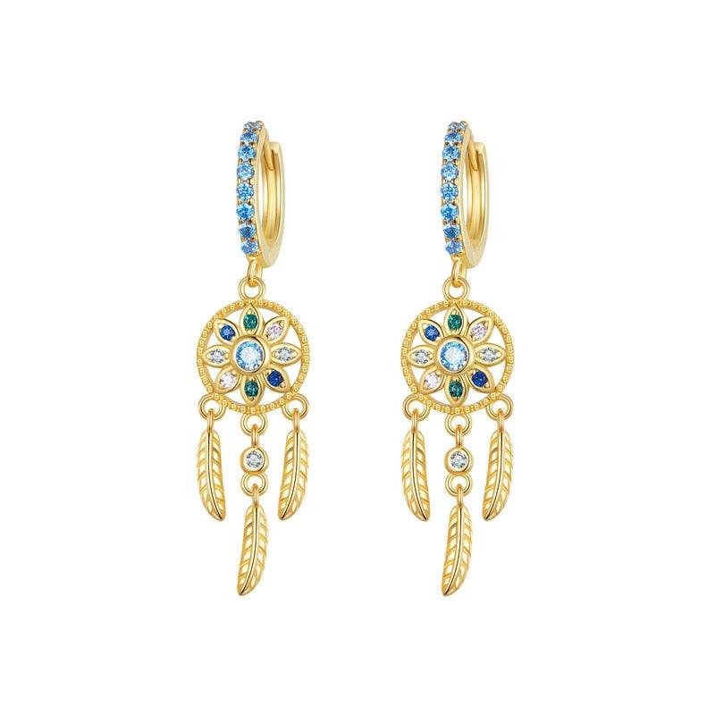 'Dreamcatcher' CZ & Sterling Silver Dangle Earrings - Sterling Silver Earrings - Allora Jade