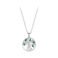 'Peaceful Lucky Tree' Pendant Necklace CZ & Sterling Silver - Sterling Silver Pendant Necklaces - Allora Jade