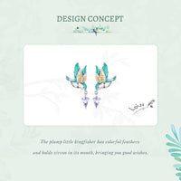 'Kingfisher' Sterling Silver and CZ Stud Earrings - Sterling Silver Earrings - Allora Jade