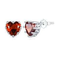 'Birthstone Hearts' CZ and Sterling Silver Stud Earrings - Sterling Silver Earrings - Allora Jade