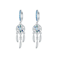'Dreamcatcher' CZ & Sterling Silver Dangle Earrings - Sterling Silver Earrings - Allora Jade