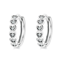 'Hearts' CZ and Sterling Silver Hoop Earrings - Sterling Silver Earrings - Allora Jade