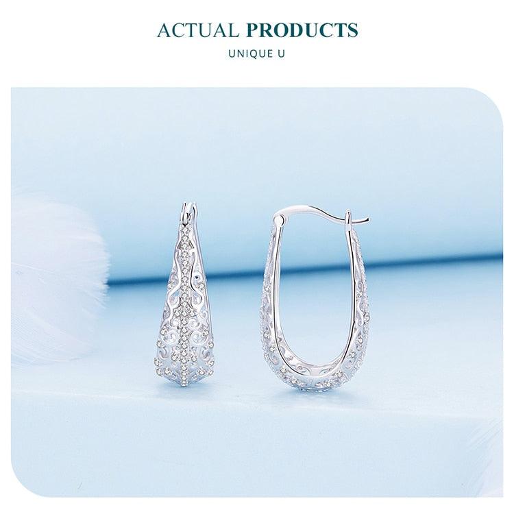 'Fancy Vines' CZ and Sterling Silver Hoop Earrings - Sterling Silver Earrings - Allora Jade