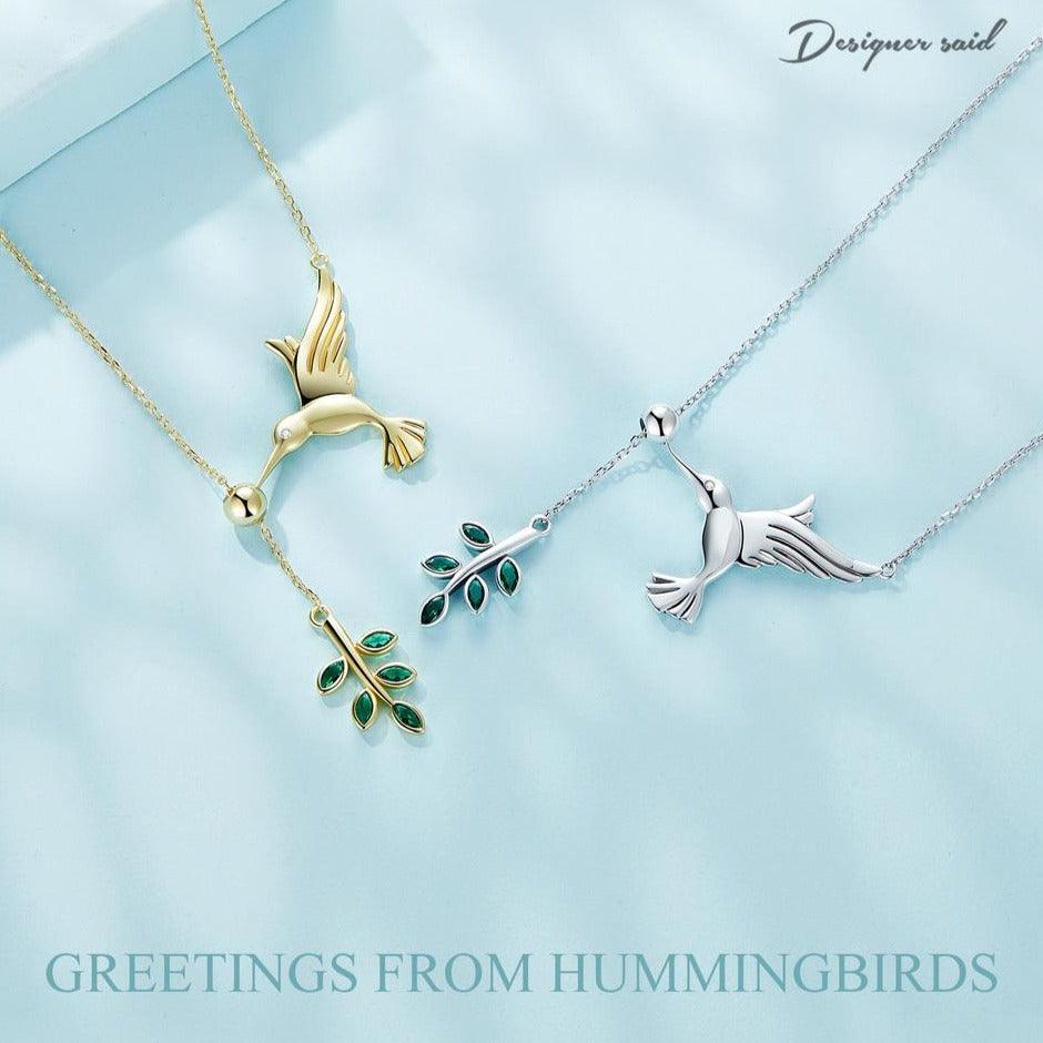 'Hummingbird' Pendant Necklace CZ and Sterling Silver - Sterling Silver Necklaces - Allora Jade