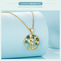 'Peaceful Lucky Tree' Pendant Necklace CZ & Sterling Silver - Sterling Silver Pendant Necklaces - Allora Jade