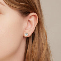 'Round CZ' Cubic Zirconia & Sterling Silver Stud Earrings - Sterling Silver Earrings - Allora Jade