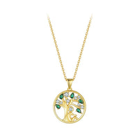 'Peaceful Lucky Tree' Pendant Necklace CZ & Sterling Silver - Sterling Silver Pendant Necklaces - Allora Jade