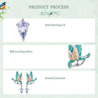 'Kingfisher' Sterling Silver and CZ Stud Earrings - Sterling Silver Earrings - Allora Jade