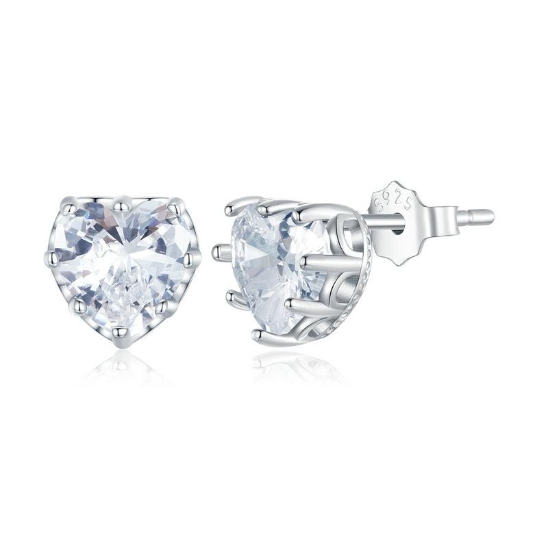 'Birthstone Hearts' CZ and Sterling Silver Stud Earrings - Sterling Silver Earrings - Allora Jade
