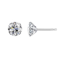 'Round CZ' Cubic Zirconia & Sterling Silver Stud Earrings - Sterling Silver Earrings - Allora Jade