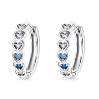 'Hearts' CZ and Sterling Silver Hoop Earrings - Sterling Silver Earrings - Allora Jade