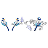 'Blue Bird' Sterling Silver and CZ Jewellery Set - Sterling Silver Jewellery Sets - Allora Jade