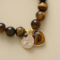 Clear Quartz Heart Charm & Beads Stretchy Bracelet - Womens Bracelets Crystal Bracelet - Allora Jade