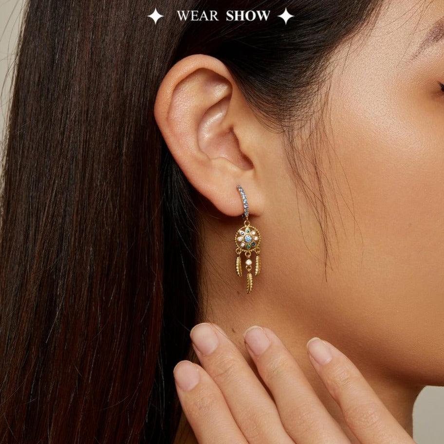'Dreamcatcher' CZ & Sterling Silver Dangle Earrings - Sterling Silver Earrings - Allora Jade