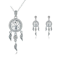 'Tree of Life Dream Catcher' Sterling Silver and CZ Jewellery Set - Sterling Silver Jewellery Sets - Allora Jade