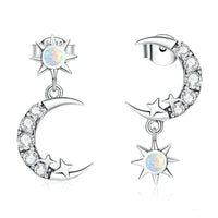 'Stars and Moons' CZ and Sterling Silver Earrings - Sterling Silver Earrings - Allora Jade