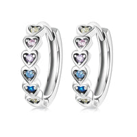 'Hearts' CZ and Sterling Silver Hoop Earrings - Sterling Silver Earrings - Allora Jade