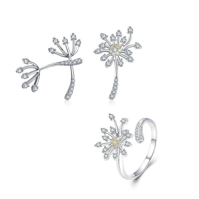 'Dandelion Love' CZ & Sterling Silver Jewellery Set - Sterling Silver Jewellery Sets - Allora Jade