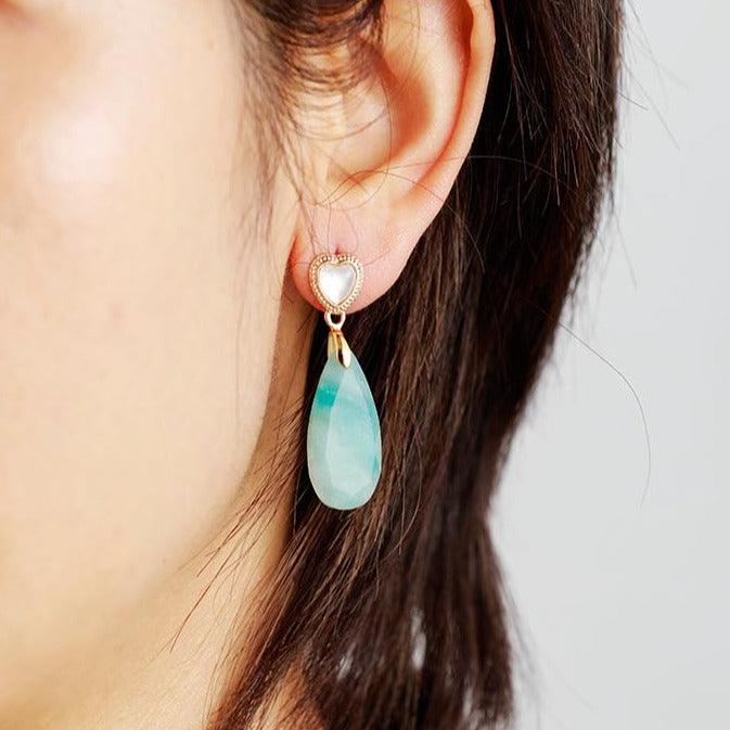 'Heart Drops' Amethyst Earrings - Womens Earrings Crystal Earrings - Allora Jade