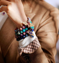 Hearts of Charm Jasper Stretchy Bracelet - blue - Womens Bracelets Crystal Bracelet - Allora Jade