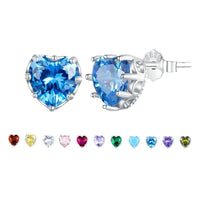 'Birthstone Hearts' CZ and Sterling Silver Stud Earrings - Sterling Silver Earrings - Allora Jade