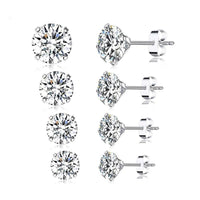 'Round CZ' Cubic Zirconia & Sterling Silver Stud Earrings - Sterling Silver Earrings - Allora Jade