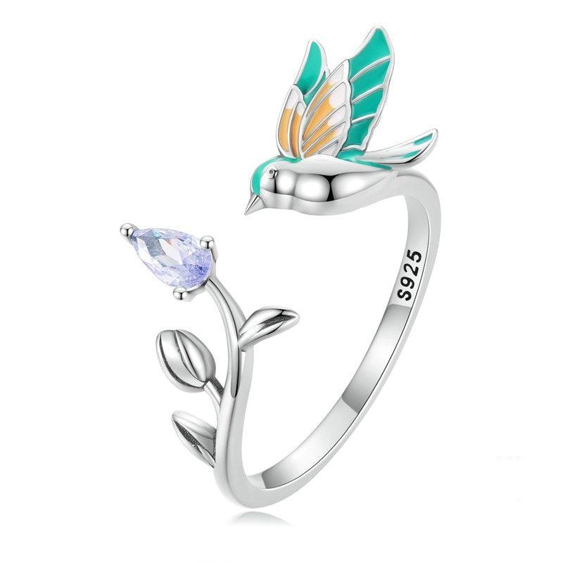 'Kingfisher' Sterling Silver and CZ Ring - Sterling Silver Rings - Allora Jade